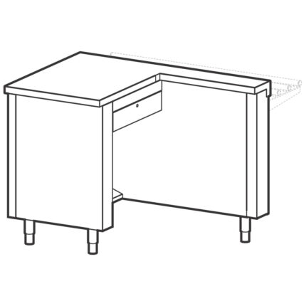Cash-desk unit, right, with protection, with lockable drawer and electrical socket