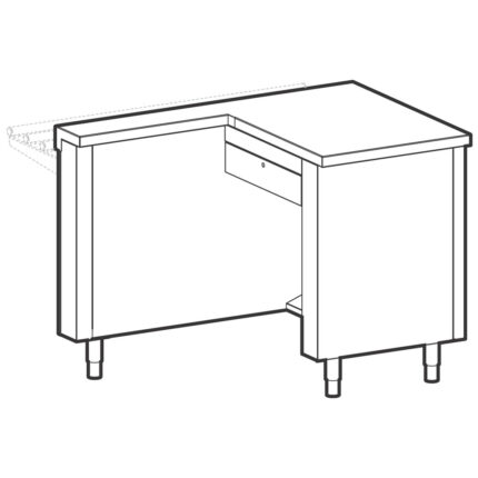 Cash-desk unit, left, with protection, with lockable drawer and electrical socket