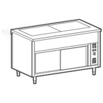 Unit with heated plate made of tempered glass on heated cupboard, 3x GN 1/1