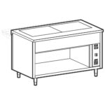 Unit with heated plate made of tempered glass on open cupboard, 4x GN 1/1