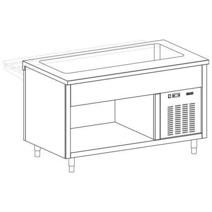 Unit with refrigerated tank on open cupboard, 4x GN 1/1