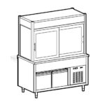 Refrigerated display unit 2 levels with refrigerated tank on refrigerated cupboard, 4x GN 1/1