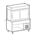 Refrigerated display unit 2 levels with refrigerated top on open cupboard, 3x GN 1/1