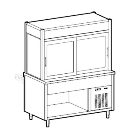 Refrigerated display unit 2 levels with refrigerated top on open cupboard, 3x GN 1/1