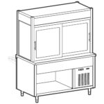 Refrigerated display unit 3 levels with refrigerated top on open cupboard, 4x GN 1/1
