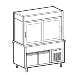 Refrigerated display unit 3 levels with refrigerated top on refrigerated cupboard, 6x GN 1/1