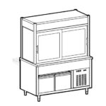 Refrigerated display unit 3 levels, top on refrigerated cupboard, customer's side curtain, 5x GN 1/1