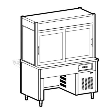 Refrigerated display unit 2 levels with refrigerated tank on bridge stand, 3x GN 1/1