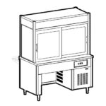 Refrigerated display unit 2 levels with refrigerated tank on bridge stand, 4x GN 1/1