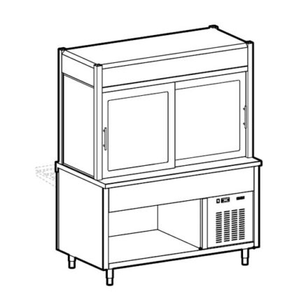 Refrigerated display unit 2 levels with refrigerated tank on open cupboard, 6x GN 1/1
