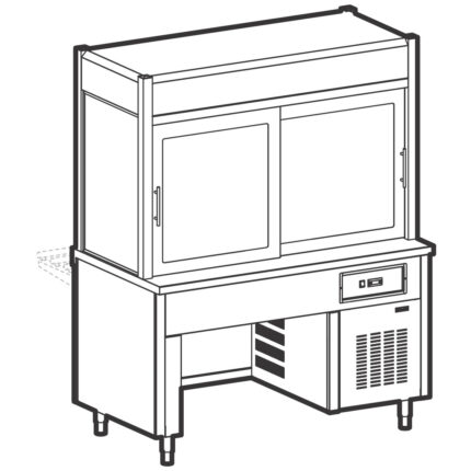 Refrigerated display unit 3 levels with refrigerated tank on bridge stand, 5x GN 1/1