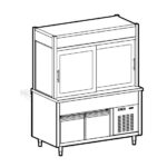 Refrigerated display unit 3 levels with refrigerated tank on refrigerated cupboard, 6x GN 1/1
