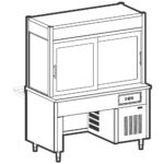 Refrigerated display unit 3 levels, refrigerated tank on bridge stand, customer's side curtain, 5x GN 1/1