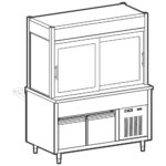 Refrigerated display unit 3 levels with refrigerated tank on refrigerated cupboard, 3x GN 1/1