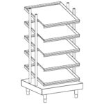 Glass dispenser unit with 5 basket-holders, 686x700 mm
