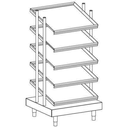 Glass dispenser unit with 5 basket-holders, 686x700 mm