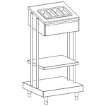 Trays and cutlery dispenser unit, with PVC cutlery dispenser, 686x700 mm