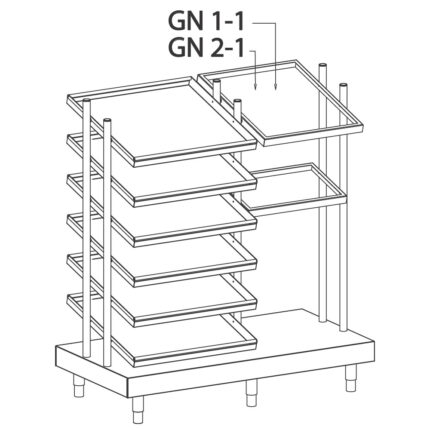 Tray and GN container support unit and glass dispenser, 1312x700 mm