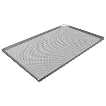 Baking tray in aluminium uncoated, 600x400 mm - 4 sides 90°, perforated