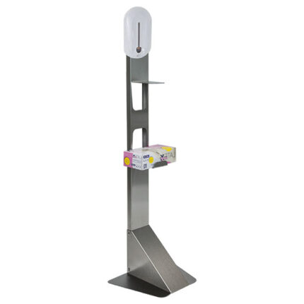 Disinfectant dispenser 1000 ml touchless, holder for gloves and column in stainless steel