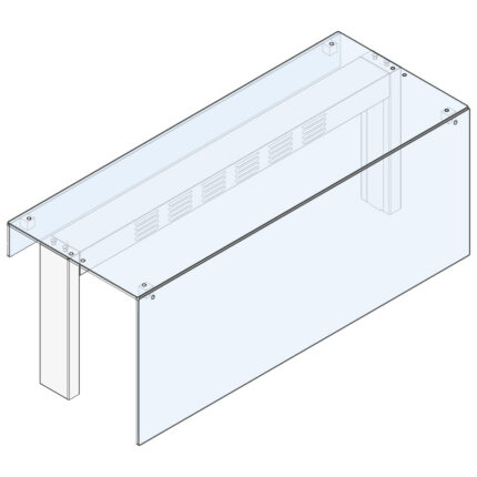 1-tier overshelf with straight glass and breath-saving front glass, 2035x475 mm
