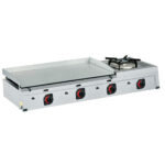 Gas combi cooking top with 1 burner and 3 griddle zones