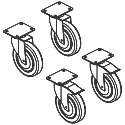 Castors kit (4 pcs), 2 with brake