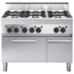 Gas range, 6 burners, 1 gas oven, 1 closed cabinet