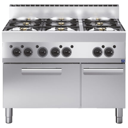 Gas range, 6 burners, 1 gas oven, 1 closed cabinet