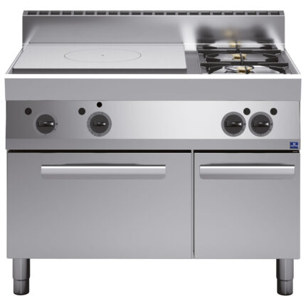 Gas solid top, 2 burners, 1 gas oven, 1 closed cabinet