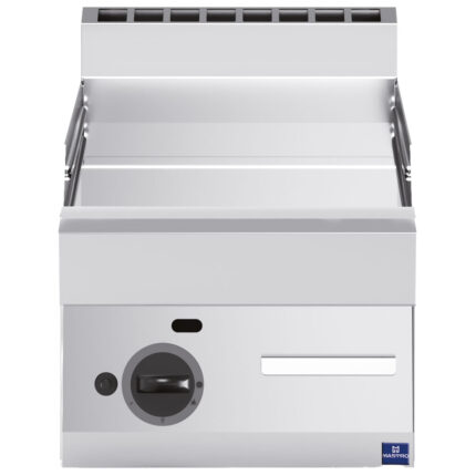 Gas griddle, tabletop, smooth chromed plate