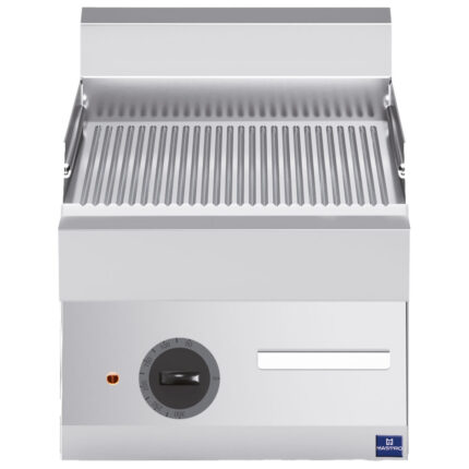 Electric griddle, tabletop, grooved chromed plate