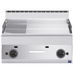 Gas griddle, tabletop, 1/3 grooved and 2/3 smooth chromed plate