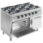 Gas range on static gas oven GN 2/1 and closed cabinet, 6 burners