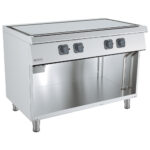 Electric teppanyaki on open cabinet, 2 zones
