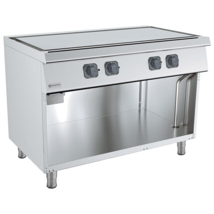 Electric teppanyaki on open cabinet, 2 zones