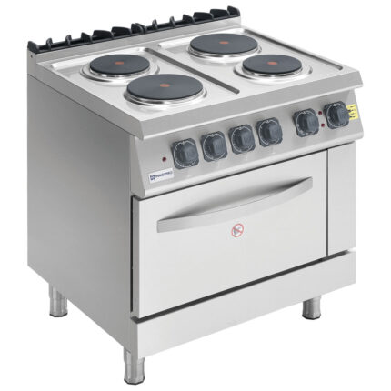 Electric range on static electric oven GN 2/1, 4 round plates