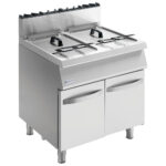 Gas fryer on closed cabinet, 2x 15 litres