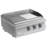 Electric griddle plate, tabletop model, 1/2 smooth and 1/2 grooved plate