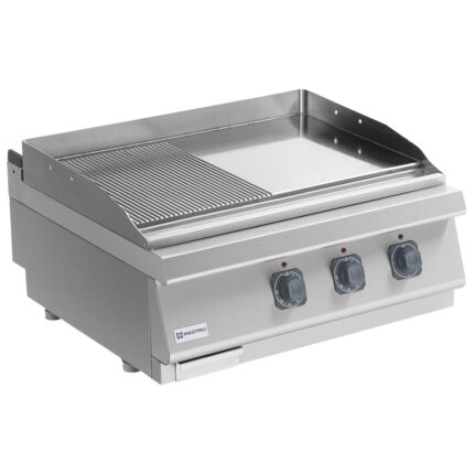 Electric griddle plate, tabletop model, 1/2 smooth and 1/2 grooved plate