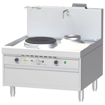 high-performance gas wok hob, 1 burner, 1 soup burner
