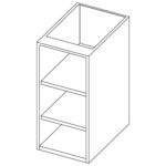 Open cupboard with 2 intermediate shelves, 1200x590