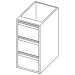 Cupboard with 3 drawers, 400x690 mm