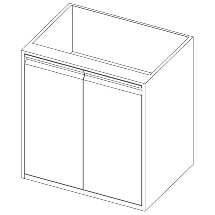 Cupboard with 2 hinged doors and 2 intermediate shelves, 800x590 mm