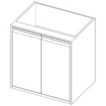 Cupboard with 2 hinged doors and 2 intermediate shelves, 1000x690 mm