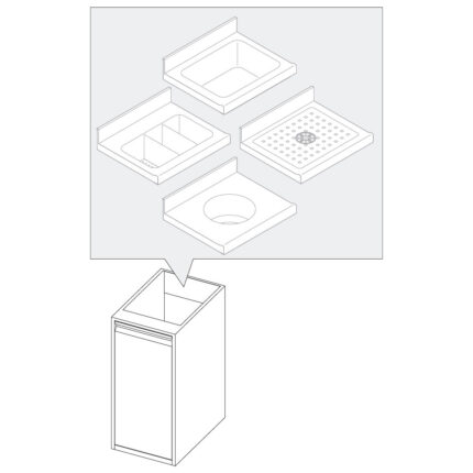 Cupboard with hinged door for sink units, 400x690 mm