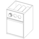 Plastic cup dispenser unit with hinged door, 600x690 mm
