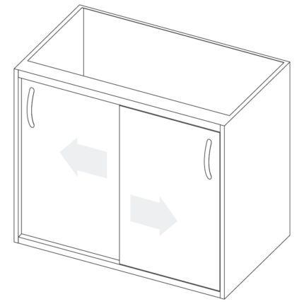 Cupboard with sliding doors and 1 intermediate shelf, 1200x590 mm