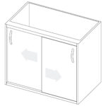 Cupboard with sliding doors and 1 intermediate shelf, 1200x690 mm