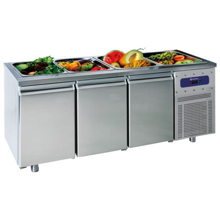 Saladette with 3 doors GN 1/1, 5x GN 1/1 h=150 mm, -2°/+8°C